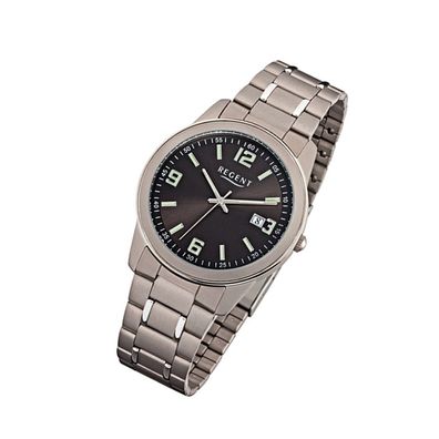 Regent Titan Herren Uhr F-841 Quarzuhr Armband silber grau URF841