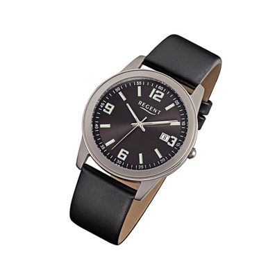 Regent Titan Herren Uhr F-845 Quarzuhr Armband schwarz URF845