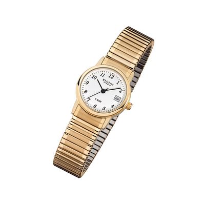 Regent Stahl Damen-Herren Uhr F-890 Quarzuhr Armband gold URF890