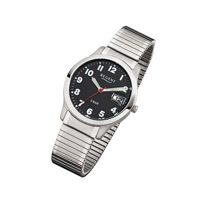 Regent Stahl Herren Uhr F-895 Quarzuhr Armband silber URF895