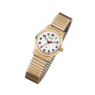 Regent Stahl Damen Uhr F-896 Quarzuhr Armband gold URF896