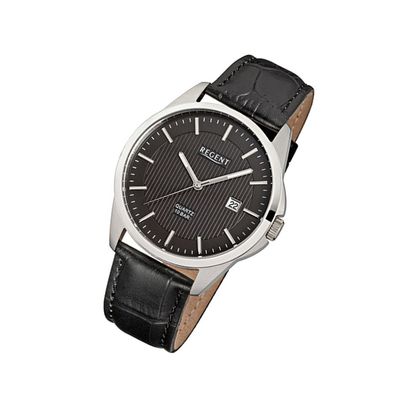 Regent Leder Herren Uhr F-914 Quarzuhr Armband schwarz URF914