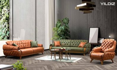 Sofagarnitur 3 + 3 Sitzer Sofa Couchen Sofas Luxus Gruppe Garnitur Design 2tlg