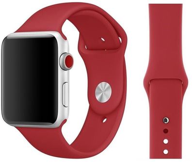 Apple Watch 2xSportband Armband Silikon Smartwatch 42mm S/ M + M/ L rot