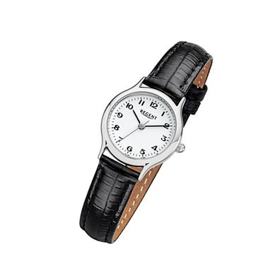 Regent Leder Damen Uhr F-972 Quarzuhr Armband schwarz URF972