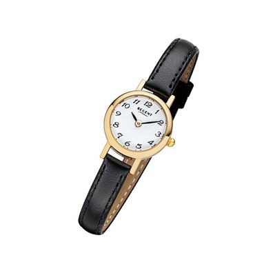 Regent Leder Damen Uhr F-980 Quarzuhr Armband schwarz URF980