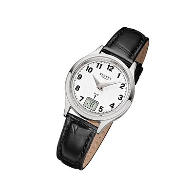 Regent Leder Damen Uhr FR-192 Funkuhr Armband schwarz URFR192