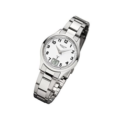 Regent Edelstahl Damen Uhr FR-193 Funkuhr Armband silber URFR193