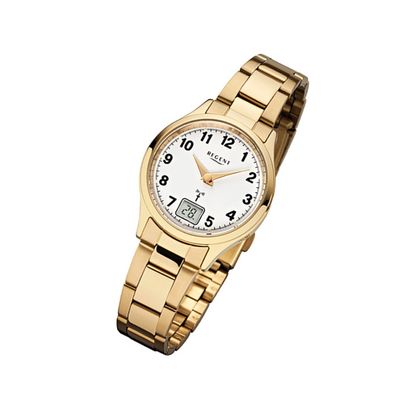 Regent Edelstahl Damen Uhr FR-195 Funkuhr Armband gold URFR195