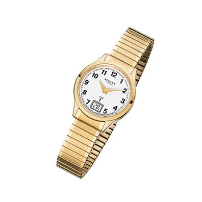 Regent Edelstahl Damen Uhr FR-208 Funkuhr Armband gold URFR208