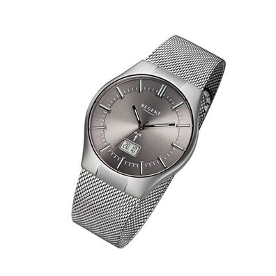 Regent Edelstahl Herren Uhr FR-215 Funkuhr Armband silber URFR215