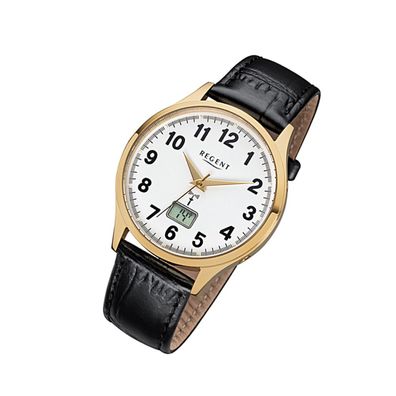 Regent Leder Herren Uhr FR-229 Funkuhr Armband schwarz URFR229
