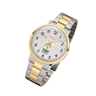 Regent Metall Herren Uhr FR-245 Analog-Digital Armbanduhr silber Funkuhr URFR245