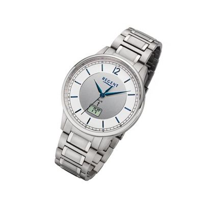 Regent Titan Herren Uhr FR-250 Analog-Digital Armbanduhr silber Funkuhr URFR250