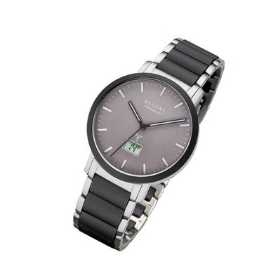 Regent Metall Herren Uhr FR-253 Armband-Uhr schwarz silber Funkuhr URFR253