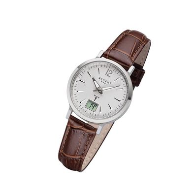 Regent Leder Damen Uhr FR-256 Analog-Digital Armbanduhr braun Funkuhr URFR256