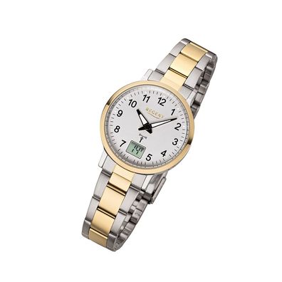 Regent Metall Damen Uhr FR-258 Analog-Digital Armbanduhr gold Funkuhr URFR258