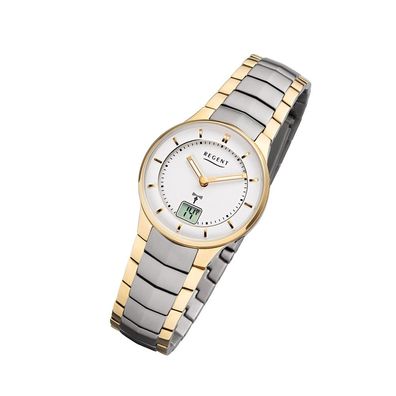 Regent Metall Damen Uhr FR-261 Analog-Digital Armbanduhr gold Funkuhr URFR261