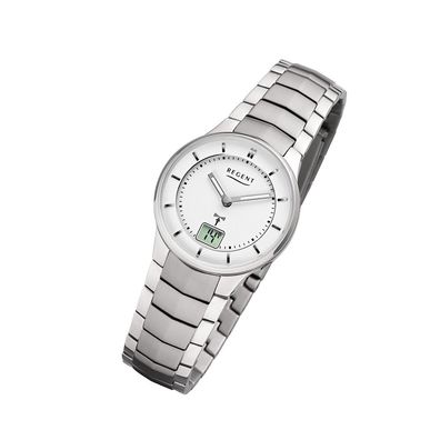 Regent Metall Damen Uhr FR-262 Analog-Digital Armbanduhr silber Funkuhr URFR262