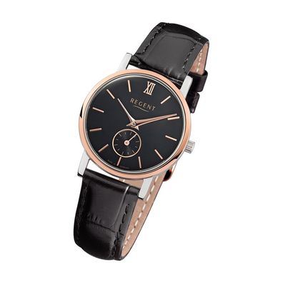 Regent Leder Damen Uhr GM-1454 Quarzuhr Armband schwarz URGM1454