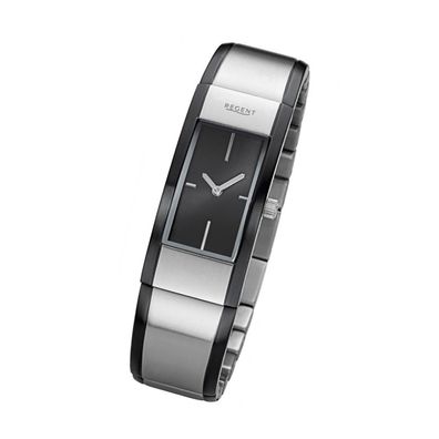 Regent Metallband Damen Uhr GM-2101 Armbanduhr Quarz schwarz silber URGM2101
