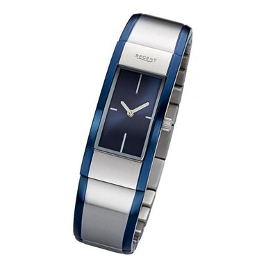 Regent Metallband Damen Uhr GM-2102 Armbanduhr Quarz blau silber URGM2102