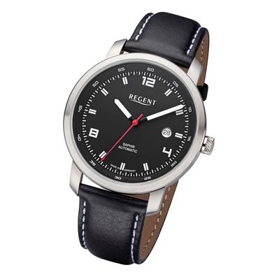 Regent Lederband Herren Uhr GM-2104 Armbanduhr Automatik schwarz URGM2104