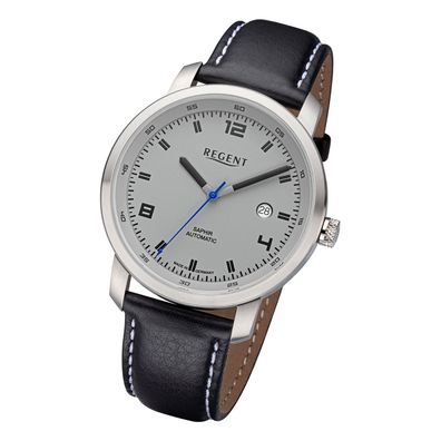Regent Lederband Herren Uhr GM-2105 Armbanduhr Automatik schwarz URGM2105