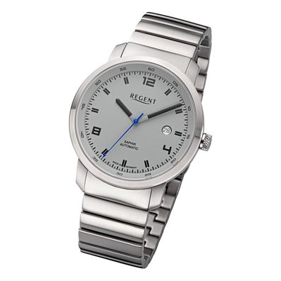 Regent Metallband Herren Uhr GM-2107 Armbanduhr Automatik silber URGM2107