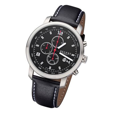 Regent Lederband Herren Uhr GM-2108 Armbanduhr Quarz schwarz URGM2108