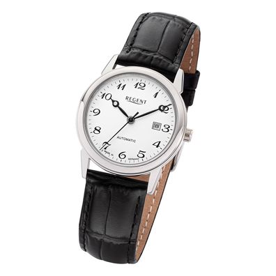 Regent Lederband Damen Uhr GM-2114 Armbanduhr Automatik schwarz URGM2114