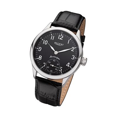 Regent Lederband Herren Uhr GM-2119 Armbanduhr Handaufzug schwarz URGM2119