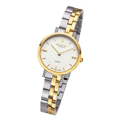 Regent Metallband Damen Uhr GM-2121 Armbanduhr Quarz bicolor URGM2121