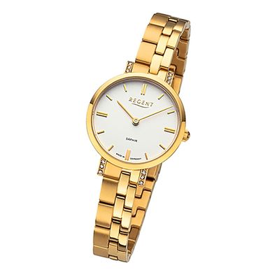Regent Metallband Damen Uhr GM-2122 Armbanduhr Quarz gold Metallarmband URGM2122