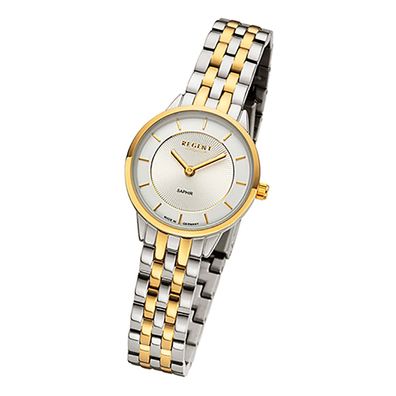 Regent Metallband Damen Uhr GM-2127 Armbanduhr Quarz bicolor URGM2127