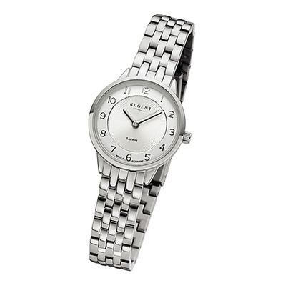 Regent Metallband Damen Uhr GM-2128 Armbanduhr Quarz silber URGM2128
