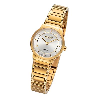 Regent Metallband Damen Uhr GM-2132 Armbanduhr Quarz gold Metallarmband URGM2132