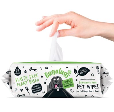 Bugalugs 110 Feuchttücher für Hunde Reinigungstücher vorbehandelt Spender