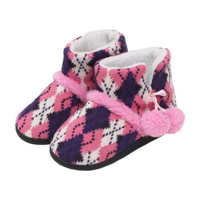 Damen Warme Schuhe Schlupfen Slipper-Booties Frauen Ziehen Sie An Drinnen