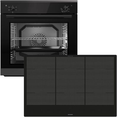 Oranier Backofen Set 5 Funktionen Einbau autark 80 cm Flächeninduktions-Kochfeld