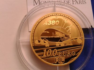 Original 100 euro 2007 PP Frankreich Europa Airbus 155,5g 5 Unzen Gold