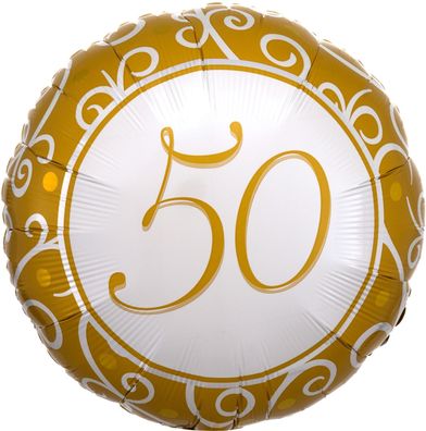 amscan® 1105875 Folienballon Goldene Hochzeit 50 - Ø 43 cm