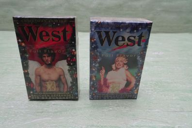 2x alte West Zigaretten Schachteln Christmas Edition OVP 5 DM Sammlerstücke