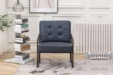 Sessel 1-Sitzer schwarz Textil Metallbeine Wohnzimmer Luxus Esszimmer
