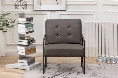 Wohnzimmer Sessel Dunkelgrau 1-Sitzer Metallbeine + Textilpolsterung