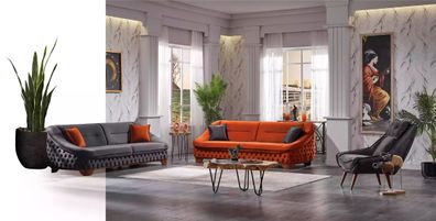 Sofagarnitur 3 + 3 + 1 Sitzer Luxus Modern Set Design Sofas Polster Chesterfield