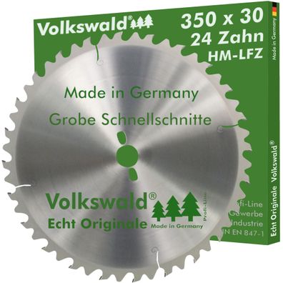 Volkswald ® HM-Sägeblatt LFZ 350 x 30 mm Z= 24 Hartholz Kreissägeblatt