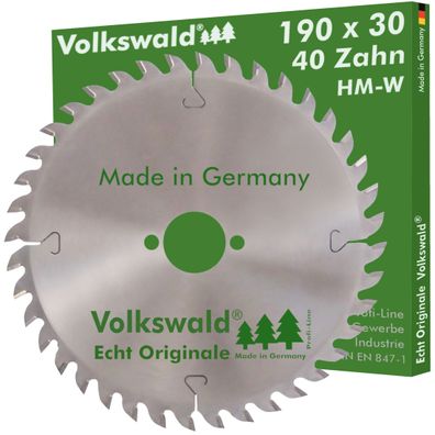Volkswald ® HM-Kreissägeblatt W 190 x 30 mm Z= 40 Massivholz Acrylglas