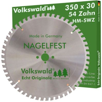 Volkswald ® HM-Sägeblatt SWZ 350 x 30 mm Z= 54 Kreissägeblatt nagelfest