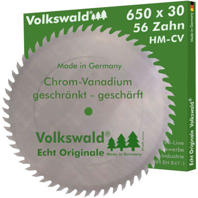 Volkswald ® Kreissägeblatt CV 650 x 30 mm Z= 56 Chrom-Vanadium-Stahl